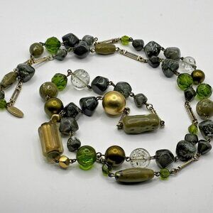 Express Beaded Green Necklace Vintage Made in Italy Bohemian Style Chic Jewelry